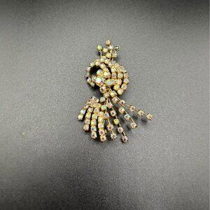 Marked Vintage 1950s Continental Aurora Borealis Rhinestone Brooch